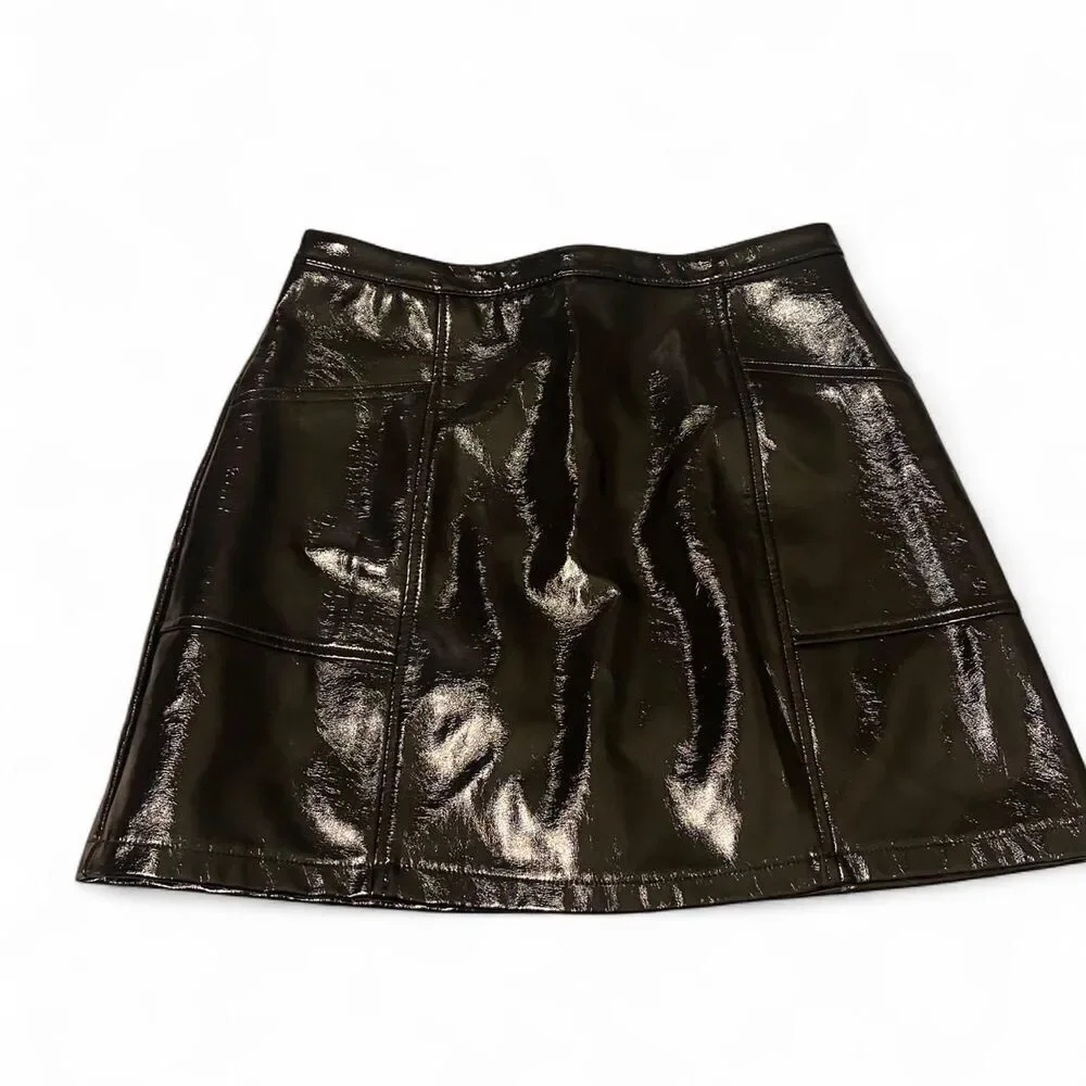 Art Class Black Faux Leather Skirt Large 16/18